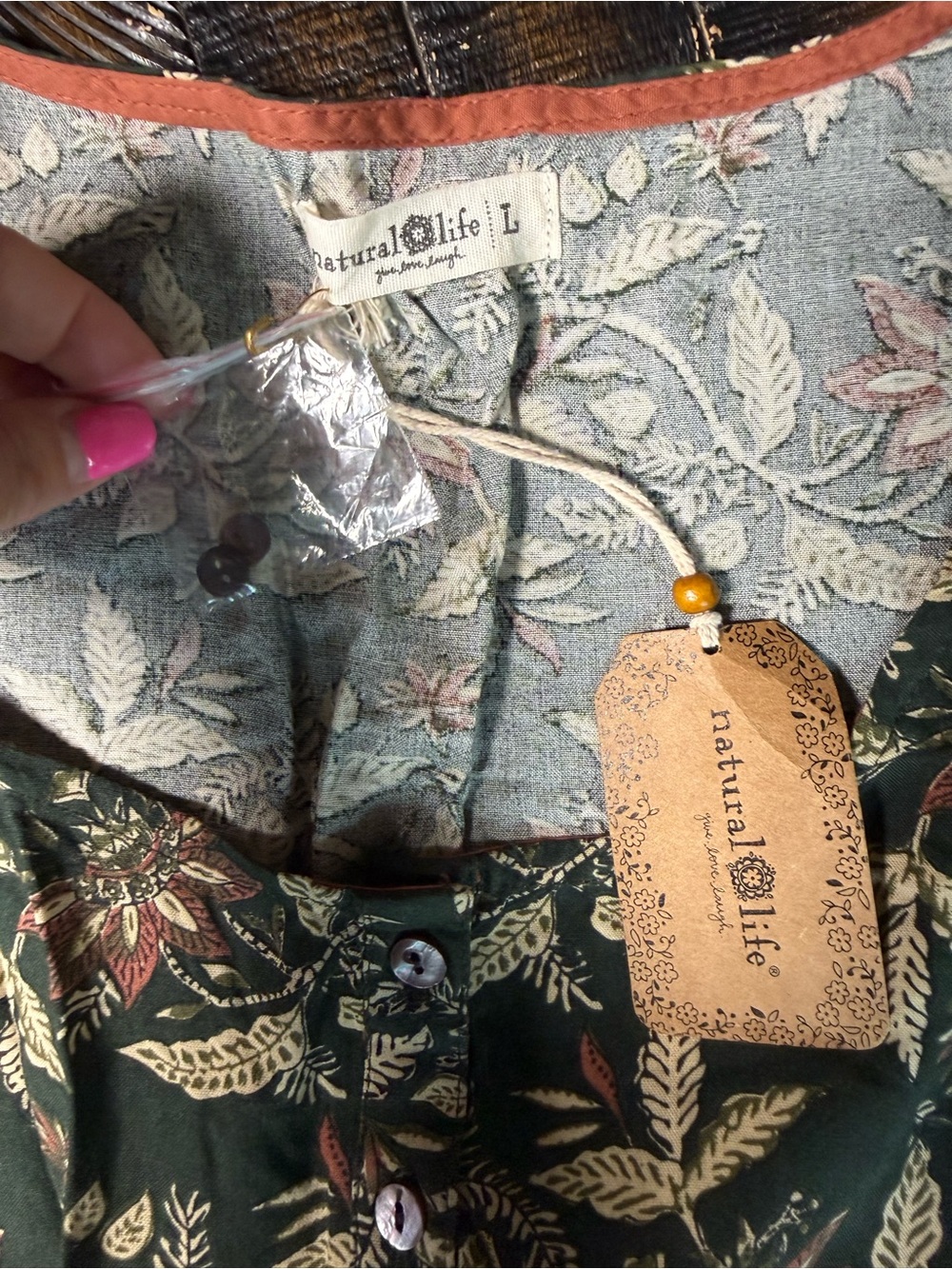 Natural Life Floral Boho Maxi Dress Large NWT Sleeveless Button Front Pockets Co - Picture 3 of 10